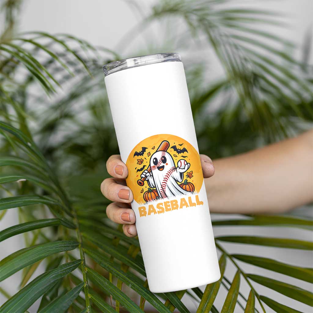 Funny Halloween Baseball Skinny Tumbler Cute Boo Playing Ball Gift