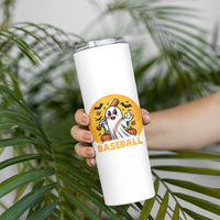 Funny Halloween Baseball Skinny Tumbler Cute Boo Playing Ball Gift