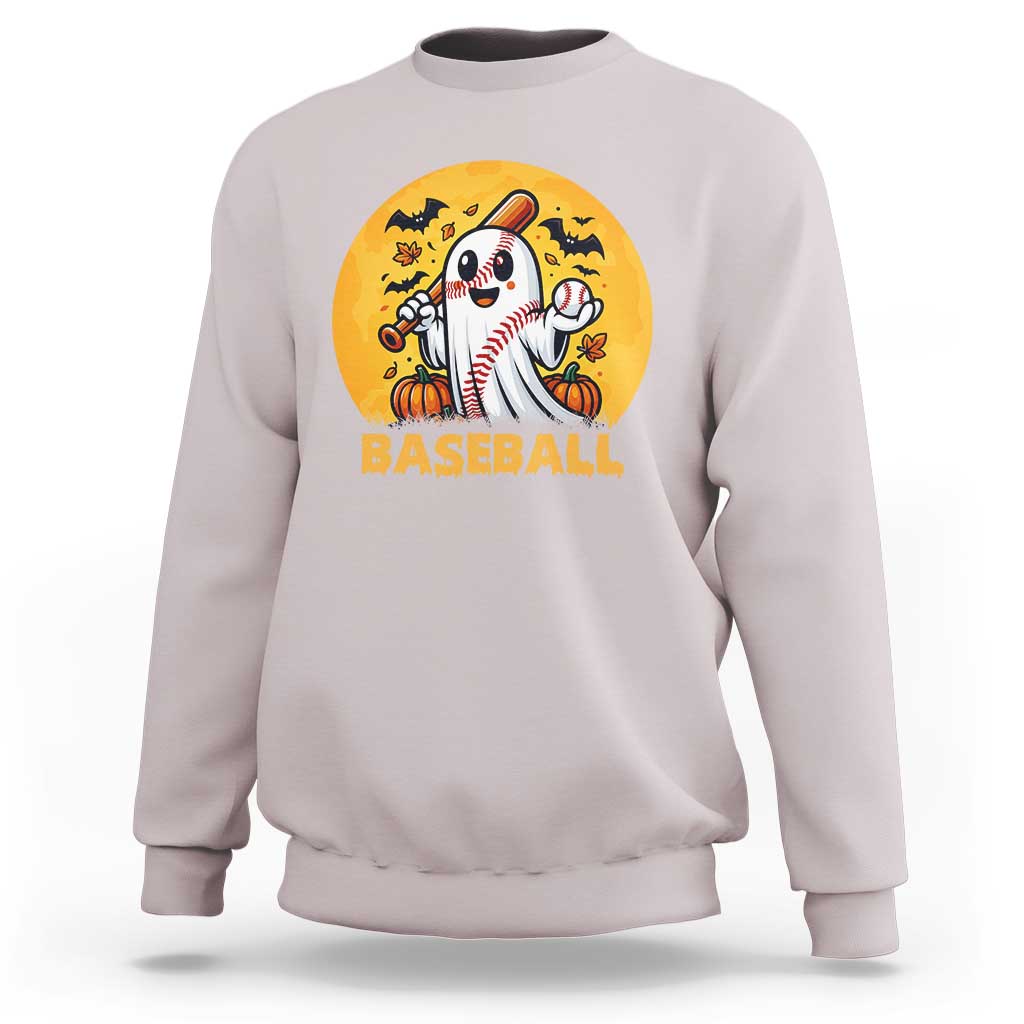 Funny Halloween Baseball Sweatshirt Cute Boo Playing Ball Gift - Wonder Print Shop
