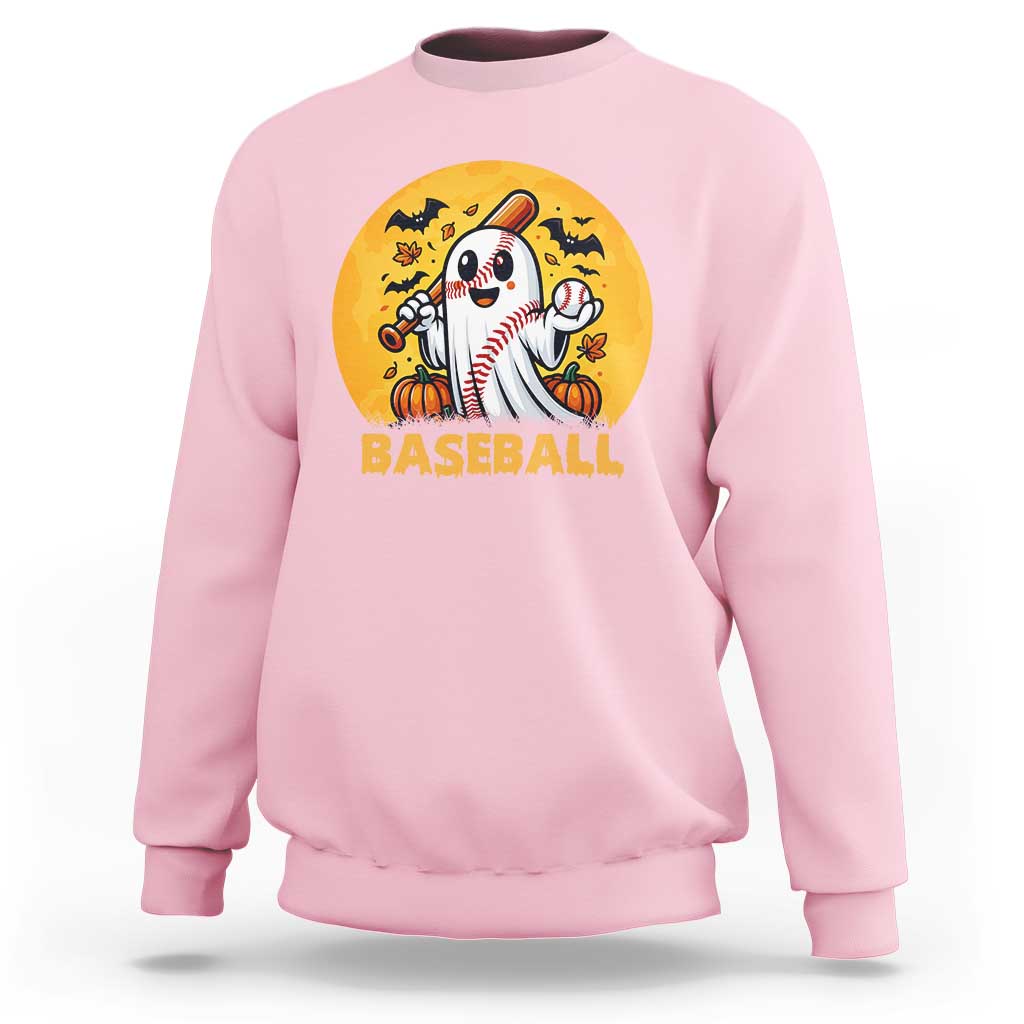 Funny Halloween Baseball Sweatshirt Cute Boo Playing Ball Gift - Wonder Print Shop