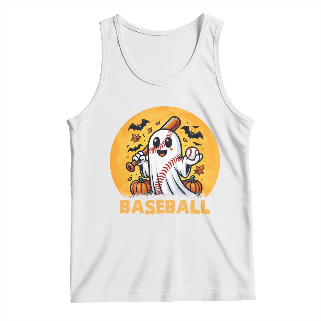 Funny Halloween Baseball Tank Top Cute Boo Playing Ball Gift - Wonder Print Shop