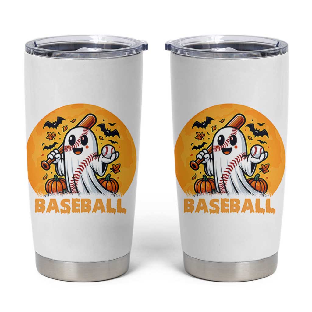 Funny Halloween Baseball Tumbler Cup Cute Boo Playing Ball Gift