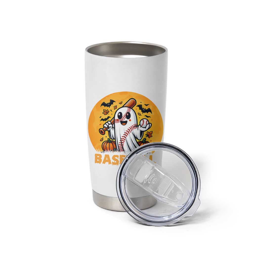 Funny Halloween Baseball Tumbler Cup Cute Boo Playing Ball Gift