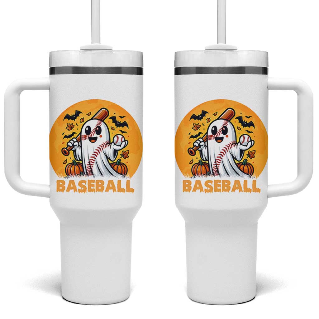 Funny Halloween Baseball Tumbler With Handle Cute Boo Playing Ball Gift