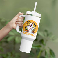 Funny Halloween Baseball Tumbler With Handle Cute Boo Playing Ball Gift