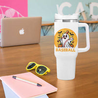 Funny Halloween Baseball Tumbler With Handle Cute Boo Playing Ball Gift