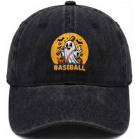 Funny Halloween Baseball Washed Cotton Baseball Cap Cute Boo Playing Ball Gift