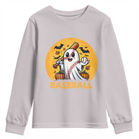 Funny Halloween Baseball Youth Sweatshirt Cute Boo Playing Ball Gift - Wonder Print Shop