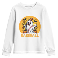 Funny Halloween Baseball Youth Sweatshirt Cute Boo Playing Ball Gift - Wonder Print Shop