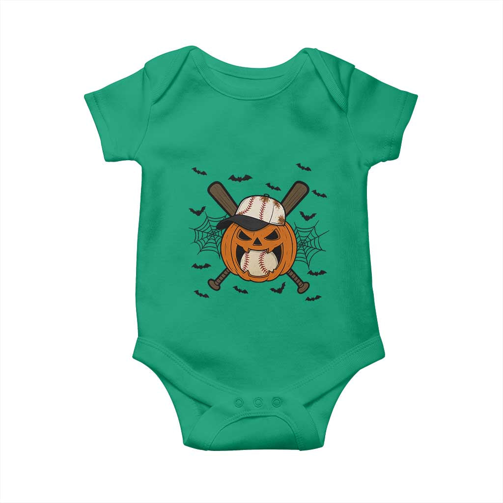 Creepy Jack O Lantern Baseball Baby Onesie Halloween Gift - Wonder Print Shop