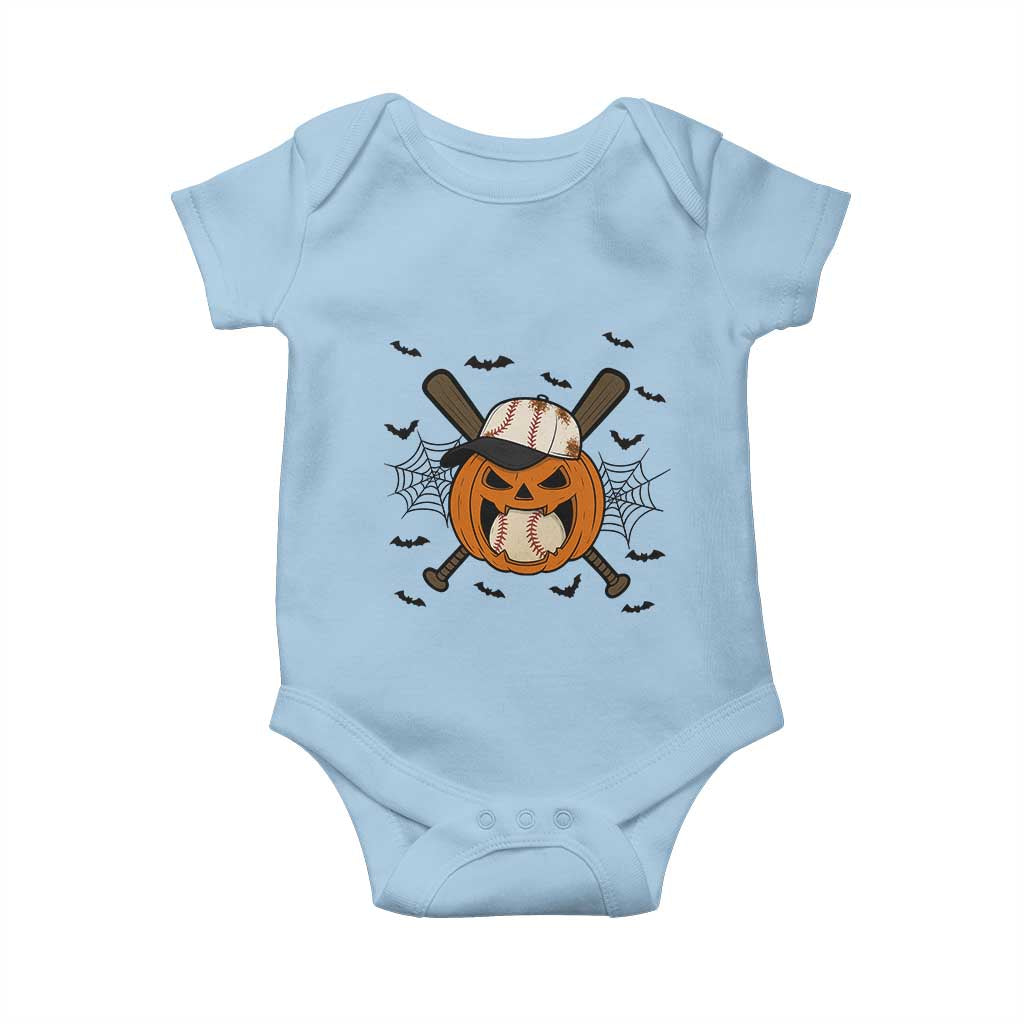 Creepy Jack O Lantern Baseball Baby Onesie Halloween Gift - Wonder Print Shop