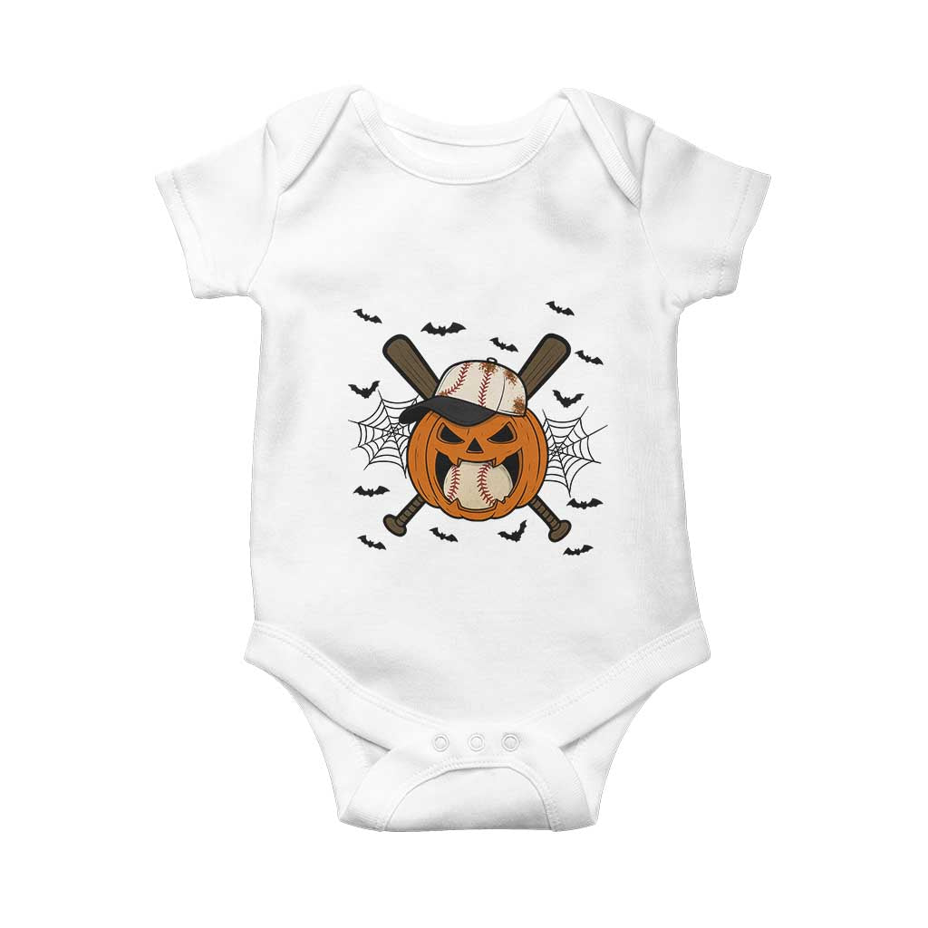Creepy Jack O Lantern Baseball Baby Onesie Halloween Gift - Wonder Print Shop