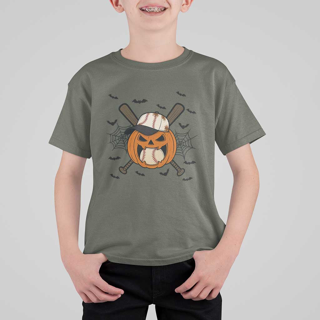 Creepy Jack O Lantern Baseball T Shirt For Kid Halloween Gift - Wonder Print Shop