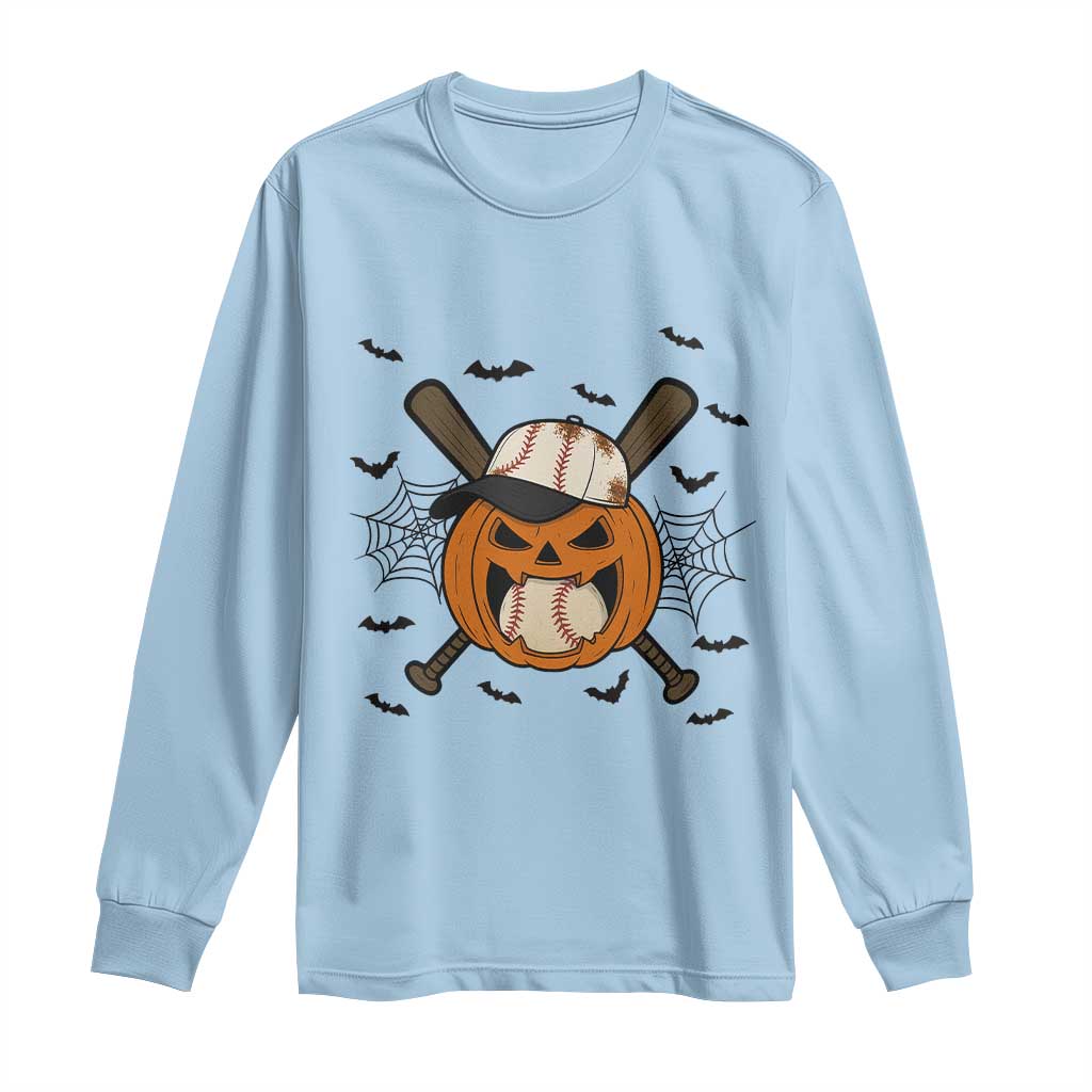 Creepy Jack O Lantern Baseball Long Sleeve Shirt Halloween Gift - Wonder Print Shop