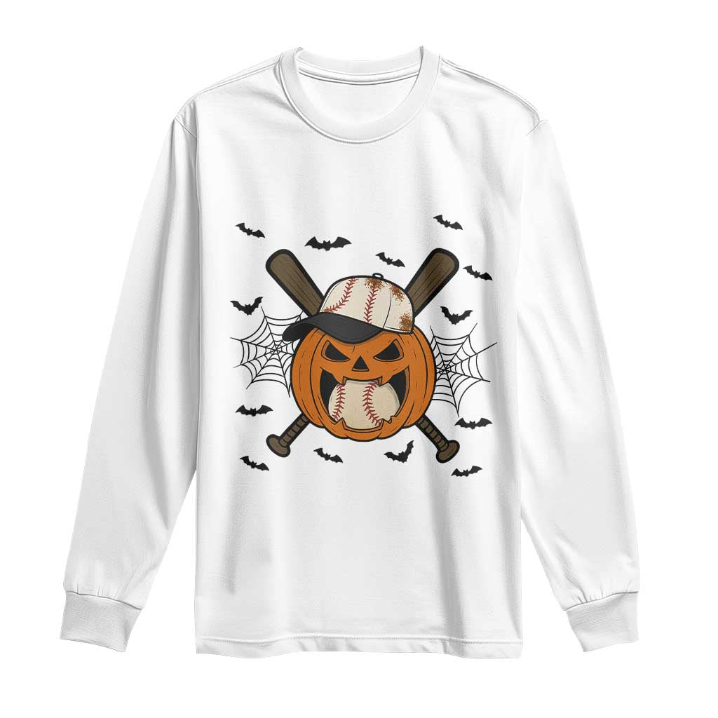 Creepy Jack O Lantern Baseball Long Sleeve Shirt Halloween Gift - Wonder Print Shop
