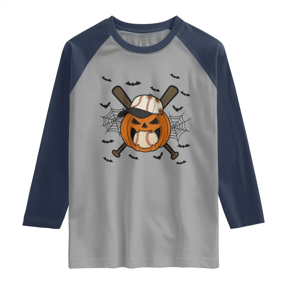 Creepy Jack O Lantern Baseball Raglan Shirt Halloween Gift - Wonder Print Shop