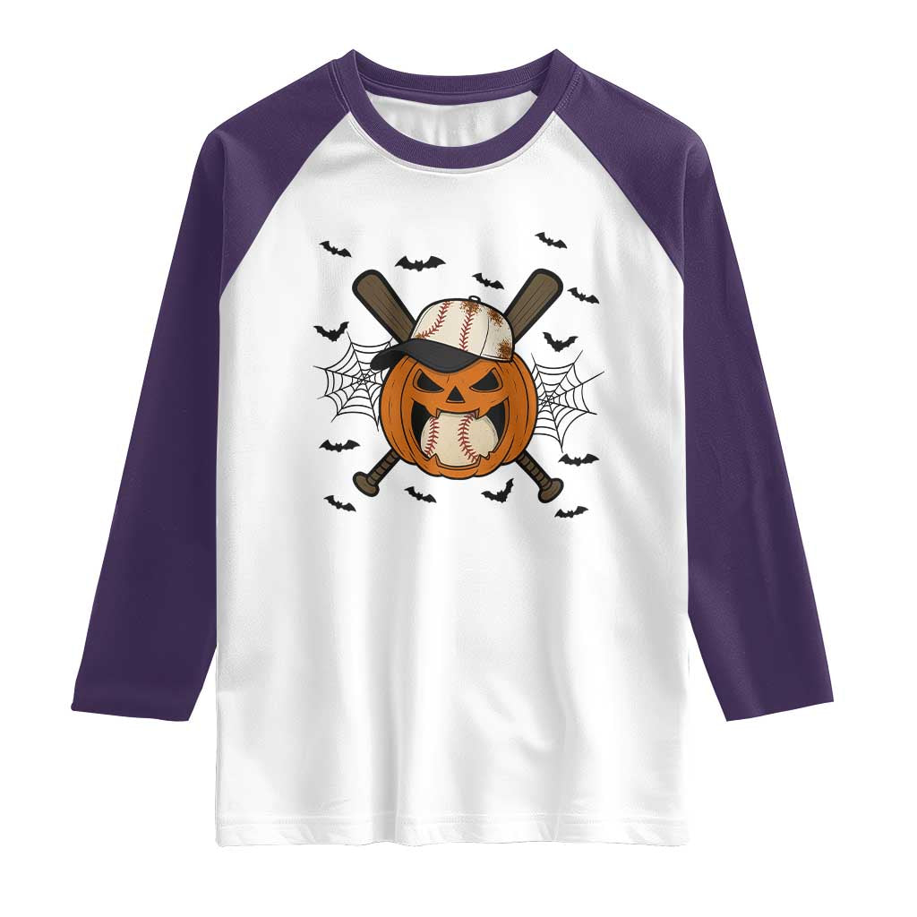 Creepy Jack O Lantern Baseball Raglan Shirt Halloween Gift - Wonder Print Shop