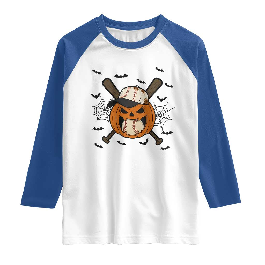 Creepy Jack O Lantern Baseball Raglan Shirt Halloween Gift - Wonder Print Shop