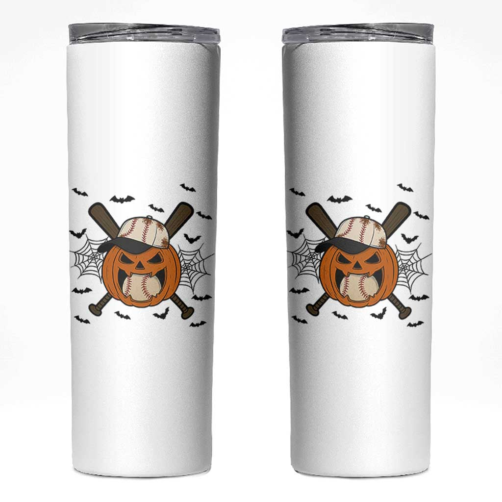 Creepy Jack O Lantern Baseball Skinny Tumbler Halloween Gift