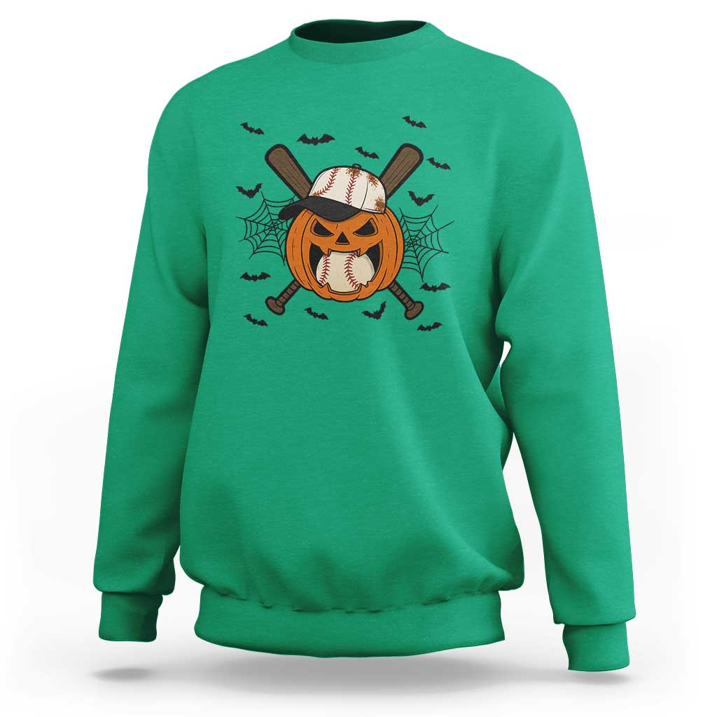 Creepy Jack O Lantern Baseball Sweatshirt Halloween Gift - Wonder Print Shop