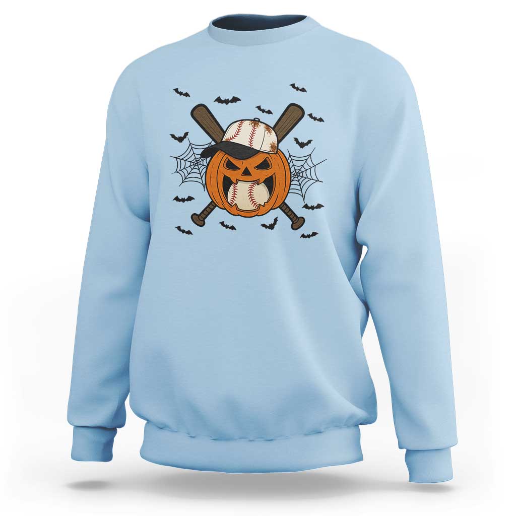 Creepy Jack O Lantern Baseball Sweatshirt Halloween Gift - Wonder Print Shop