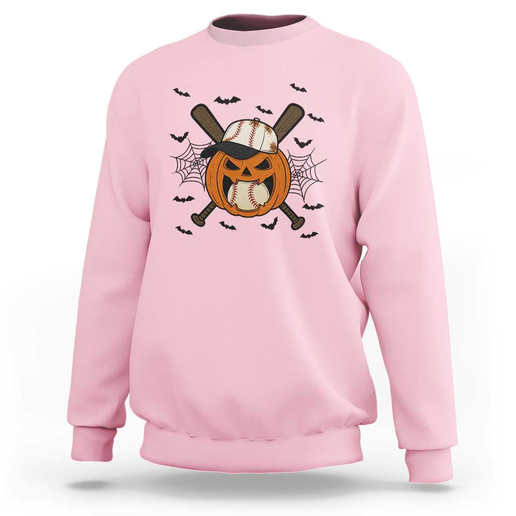 Creepy Jack O Lantern Baseball Sweatshirt Halloween Gift - Wonder Print Shop
