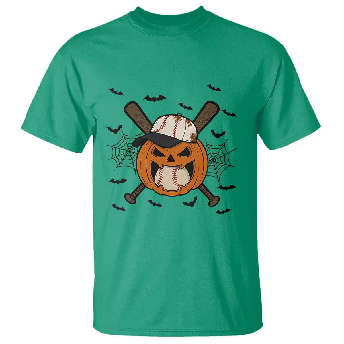 Creepy Jack O Lantern Baseball T Shirt Halloween Gift - Wonder Print Shop