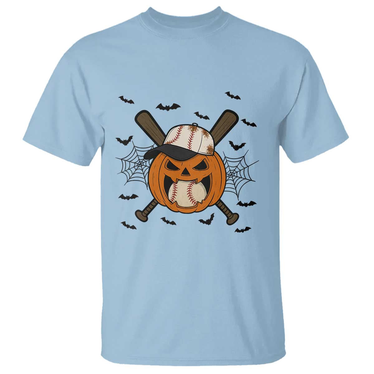 Creepy Jack O Lantern Baseball T Shirt Halloween Gift - Wonder Print Shop