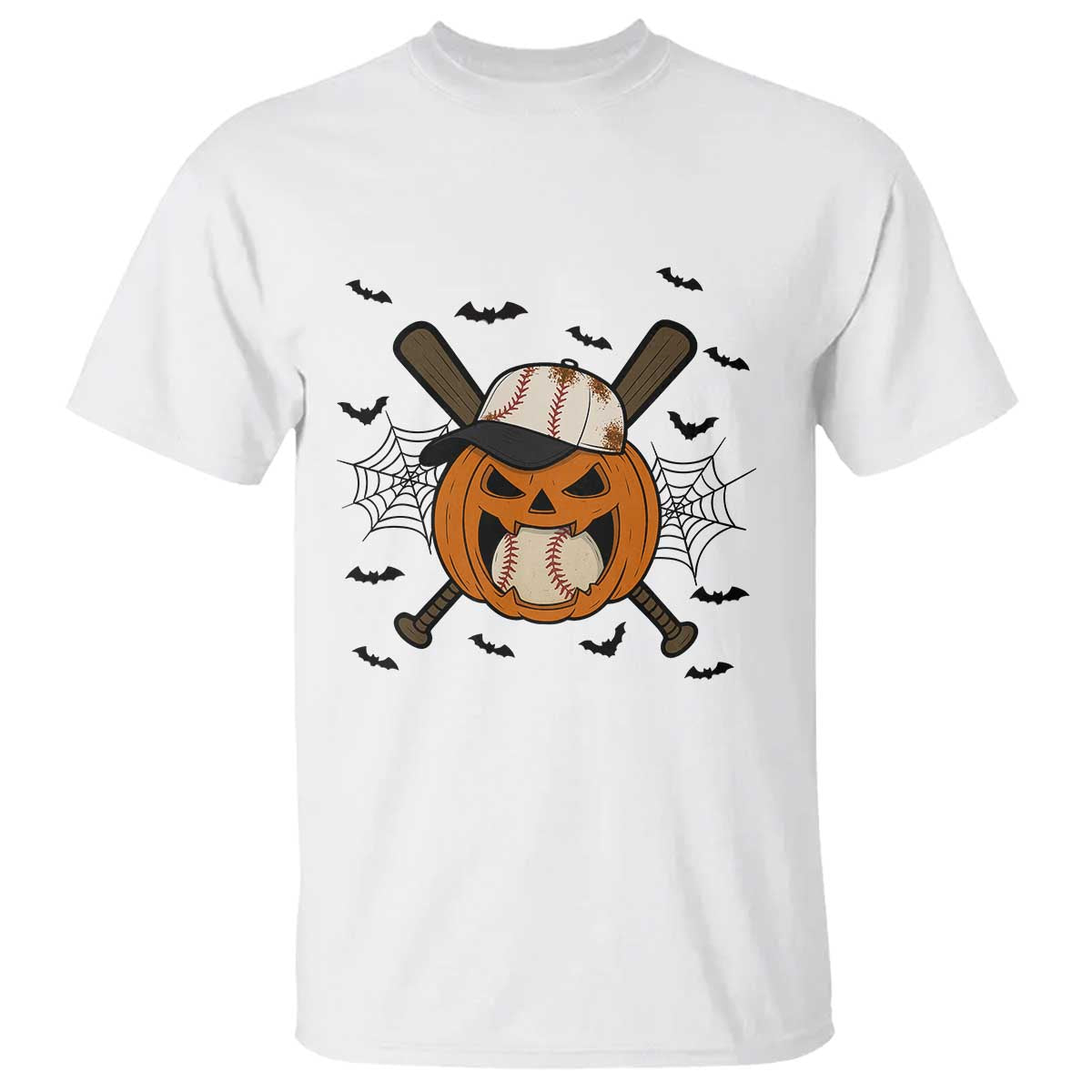 Creepy Jack O Lantern Baseball T Shirt Halloween Gift - Wonder Print Shop