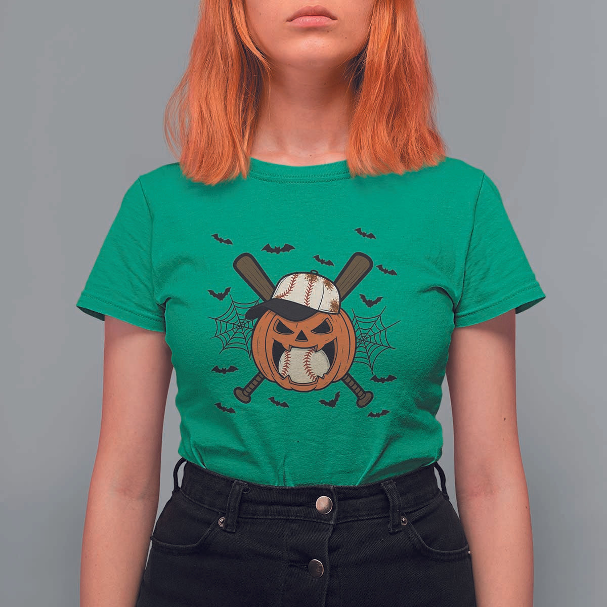 Creepy Jack O Lantern Baseball T Shirt For Women Halloween Gift - Wonder Print Shop