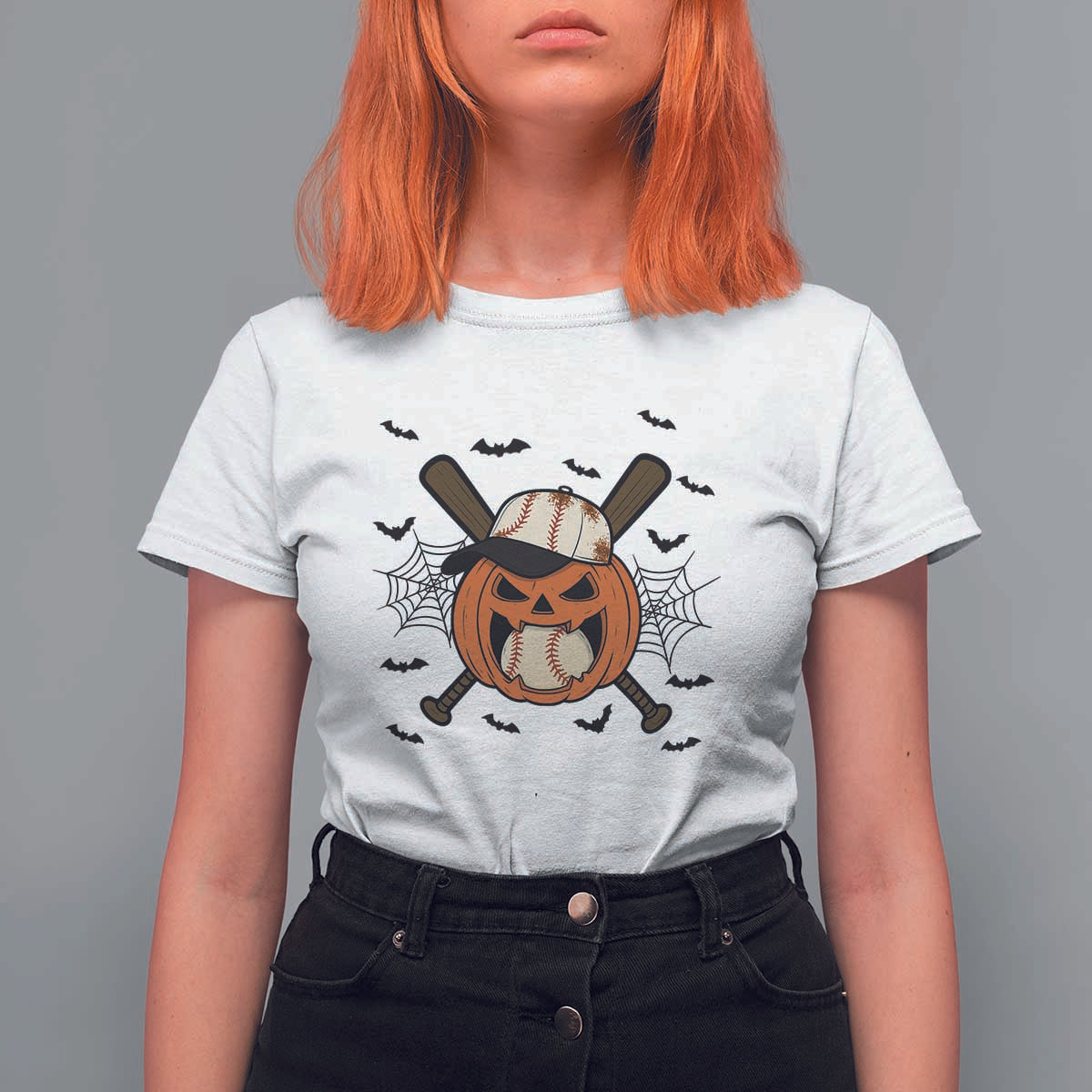 Creepy Jack O Lantern Baseball T Shirt For Women Halloween Gift - Wonder Print Shop