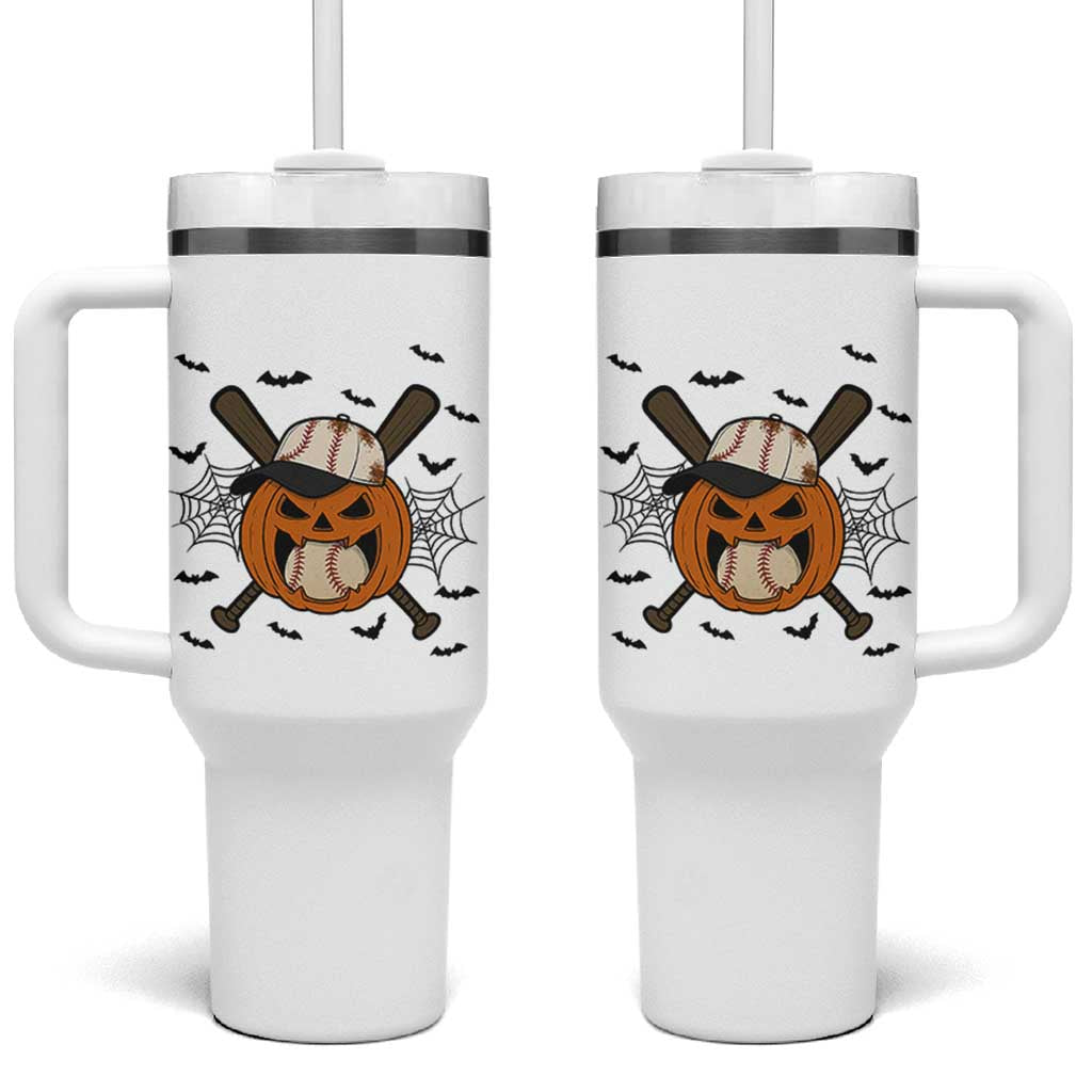 Creepy Jack O Lantern Baseball Tumbler With Handle Halloween Gift