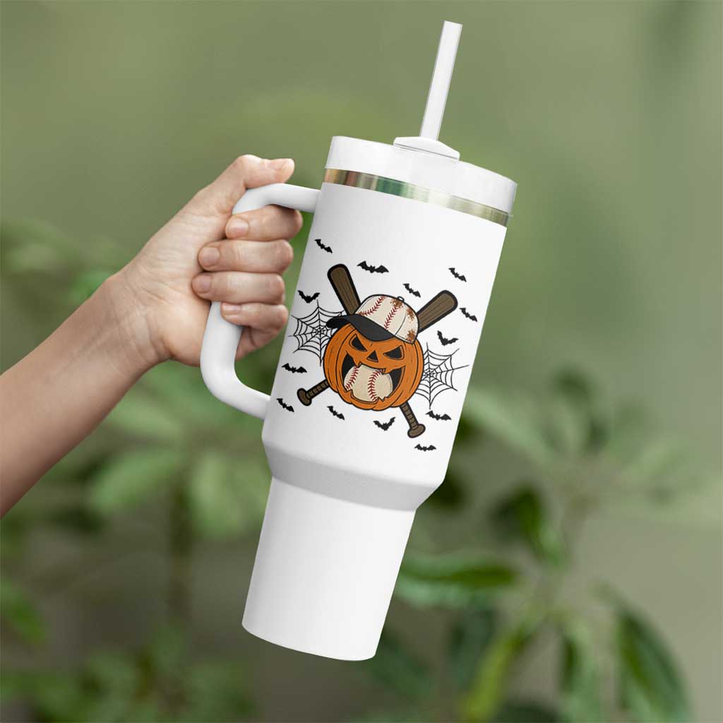 Creepy Jack O Lantern Baseball Tumbler With Handle Halloween Gift