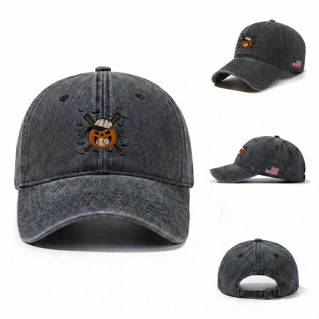 Creepy Jack O Lantern Baseball Washed Cotton Baseball Cap Halloween Gift