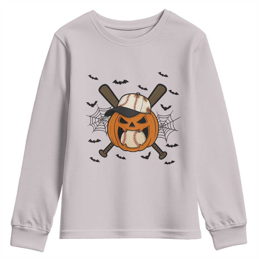 Creepy Jack O Lantern Baseball Youth Sweatshirt Halloween Gift - Wonder Print Shop