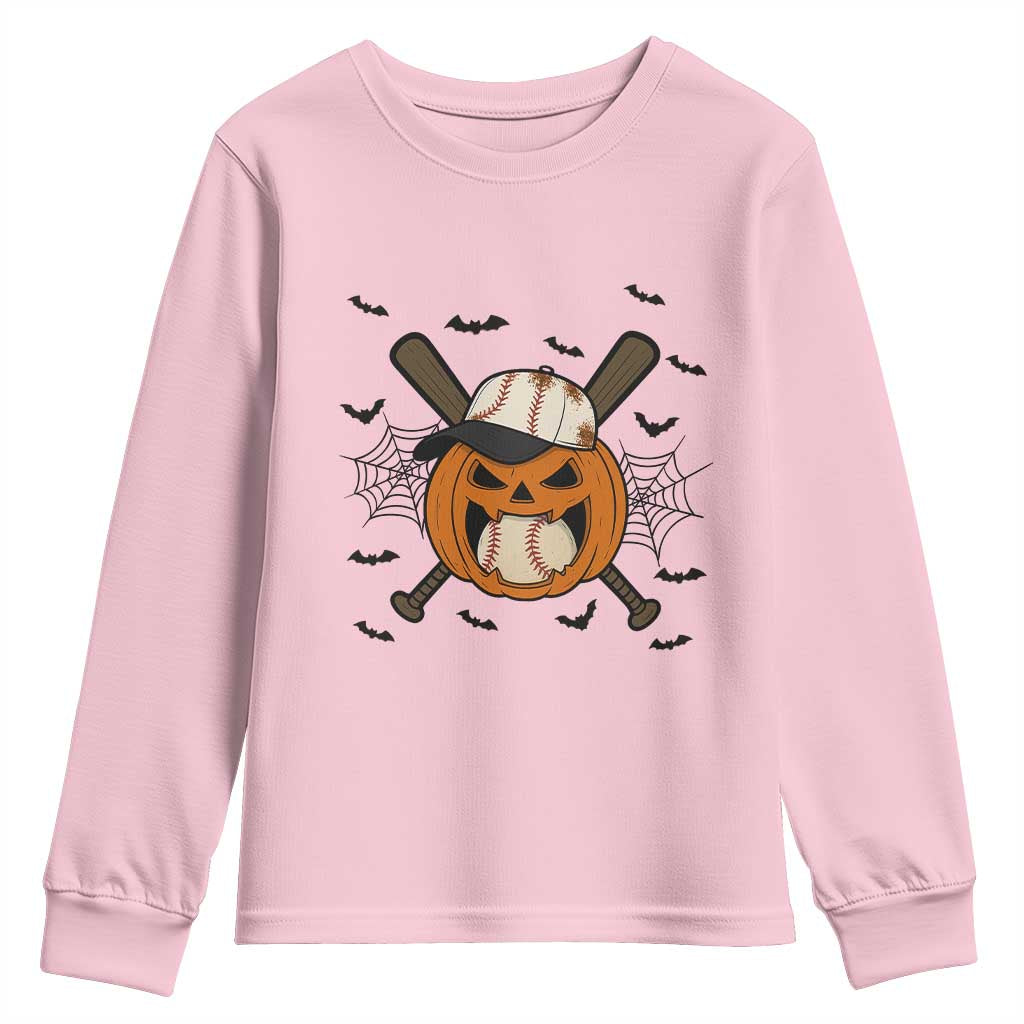 Creepy Jack O Lantern Baseball Youth Sweatshirt Halloween Gift - Wonder Print Shop