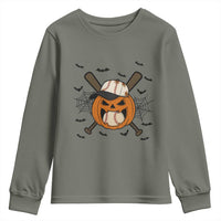 Creepy Jack O Lantern Baseball Youth Sweatshirt Halloween Gift - Wonder Print Shop