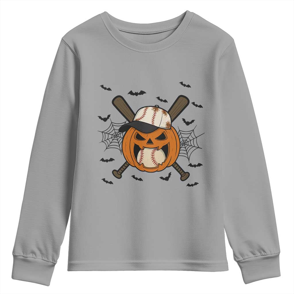 Creepy Jack O Lantern Baseball Youth Sweatshirt Halloween Gift - Wonder Print Shop