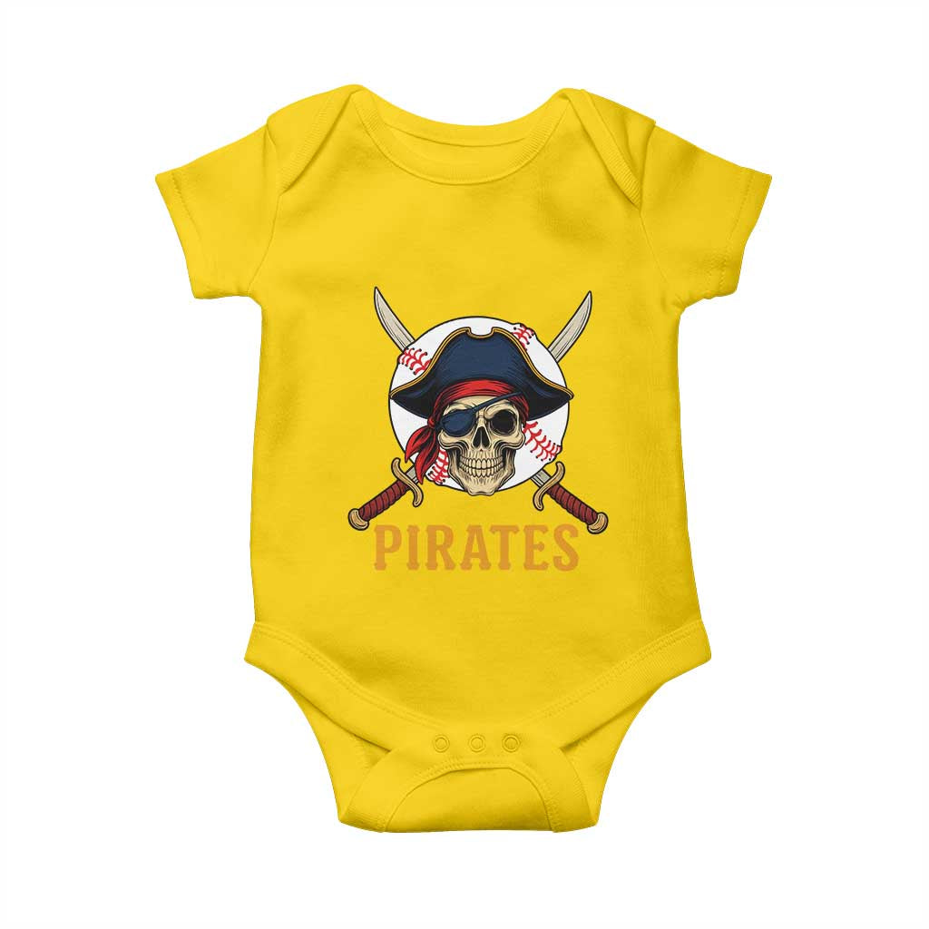 Pirates Baseball Baby Onesie Skeleton Sport Lover Gift - Wonder Print Shop