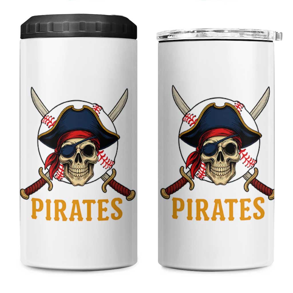 Pirates Baseball 4 in 1 Can Cooler Tumbler Skeleton Sport Lover Gift