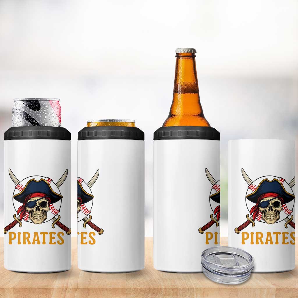Pirates Baseball 4 in 1 Can Cooler Tumbler Skeleton Sport Lover Gift