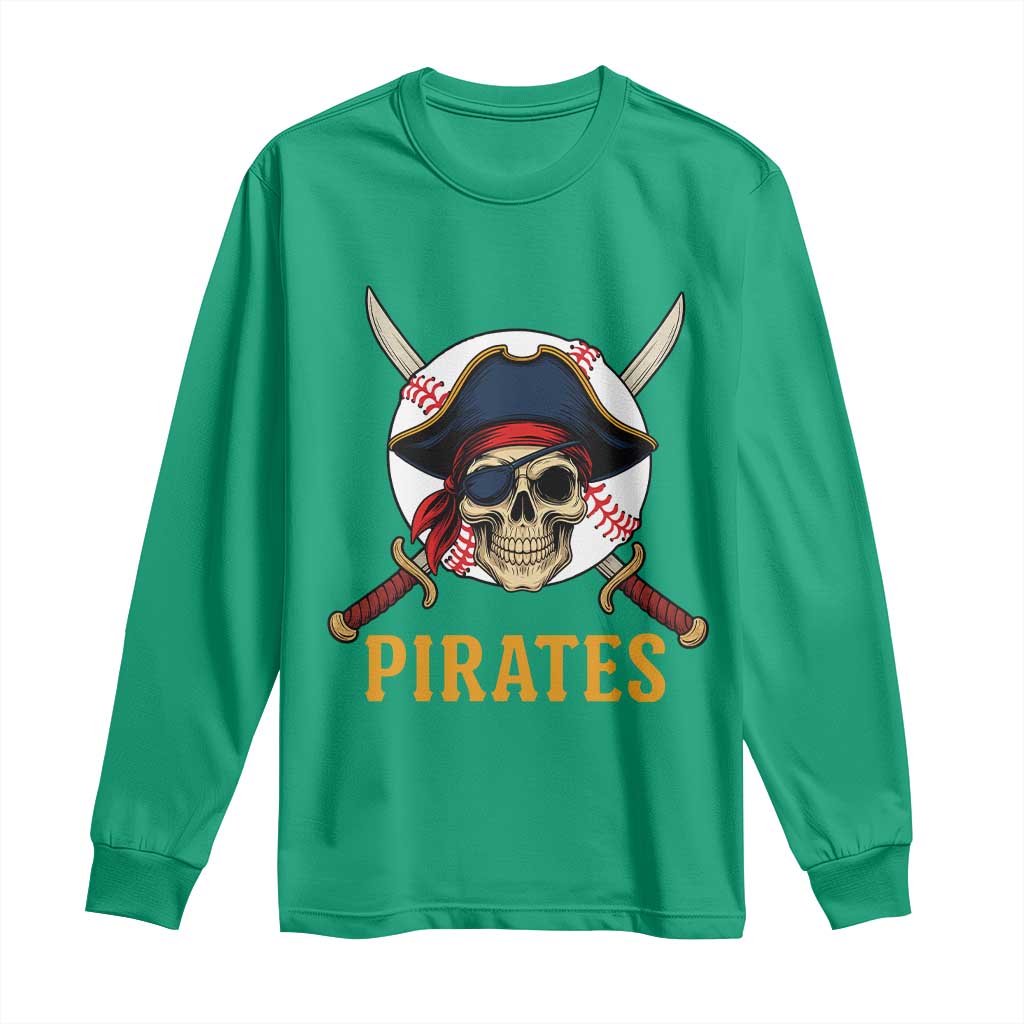 Pirates Baseball Long Sleeve Shirt Skeleton Sport Lover Gift - Wonder Print Shop