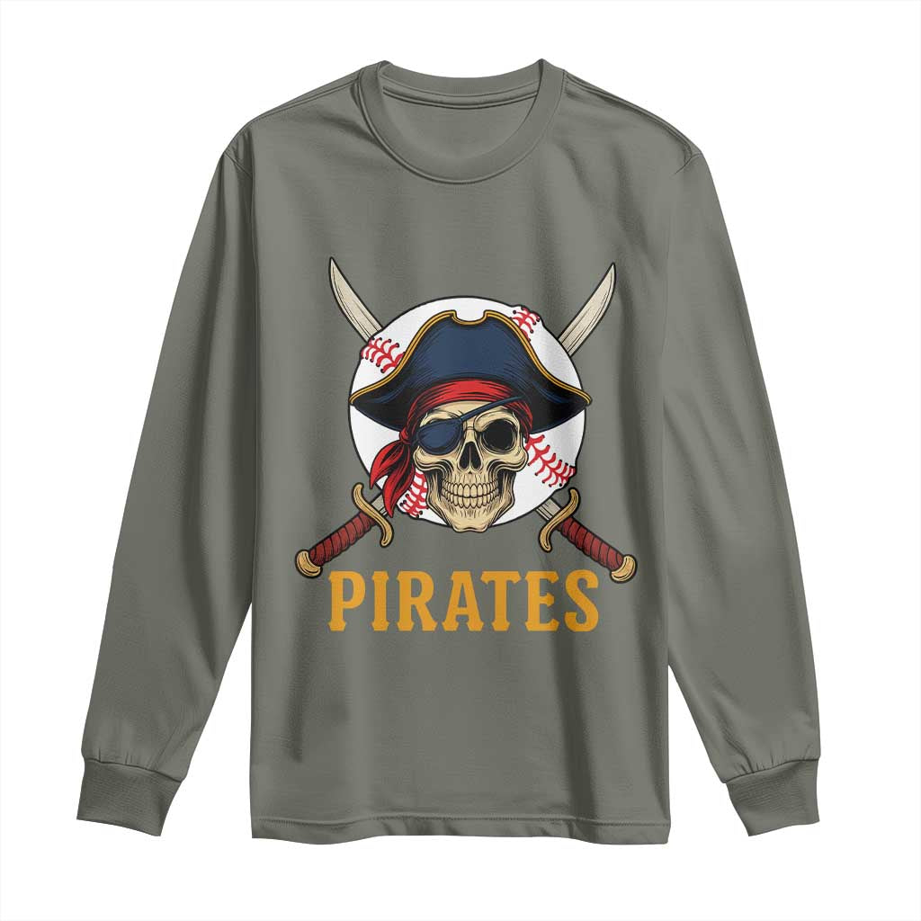 Pirates Baseball Long Sleeve Shirt Skeleton Sport Lover Gift - Wonder Print Shop