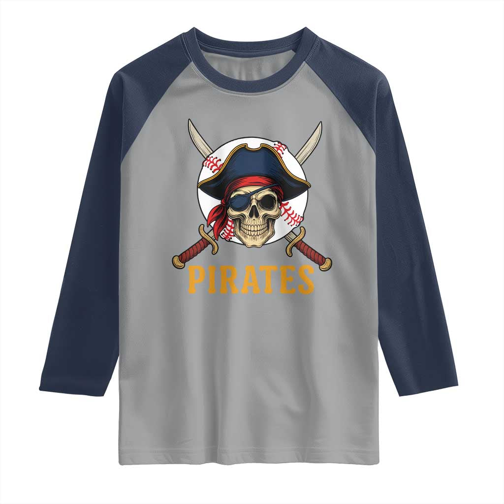Pirates Baseball Raglan Shirt Skeleton Sport Lover Gift - Wonder Print Shop