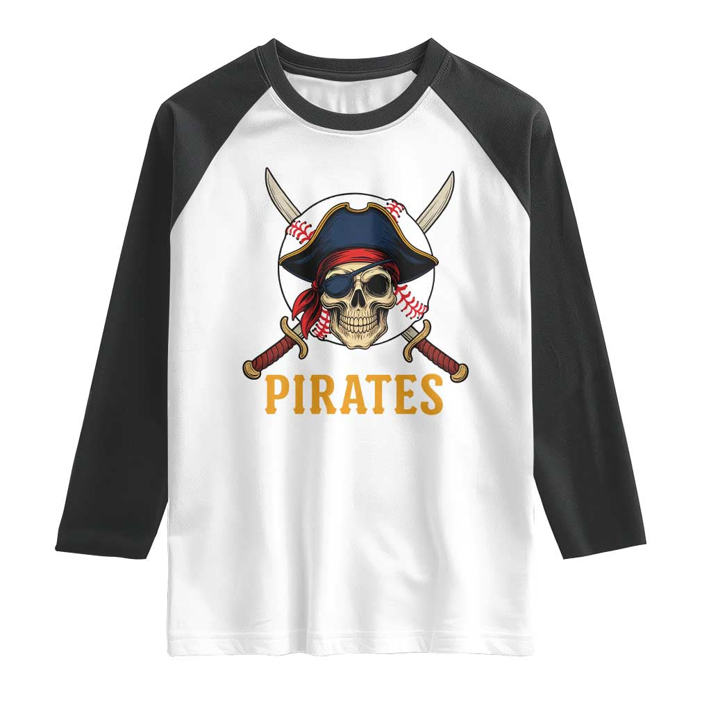 Pirates Baseball Raglan Shirt Skeleton Sport Lover Gift - Wonder Print Shop