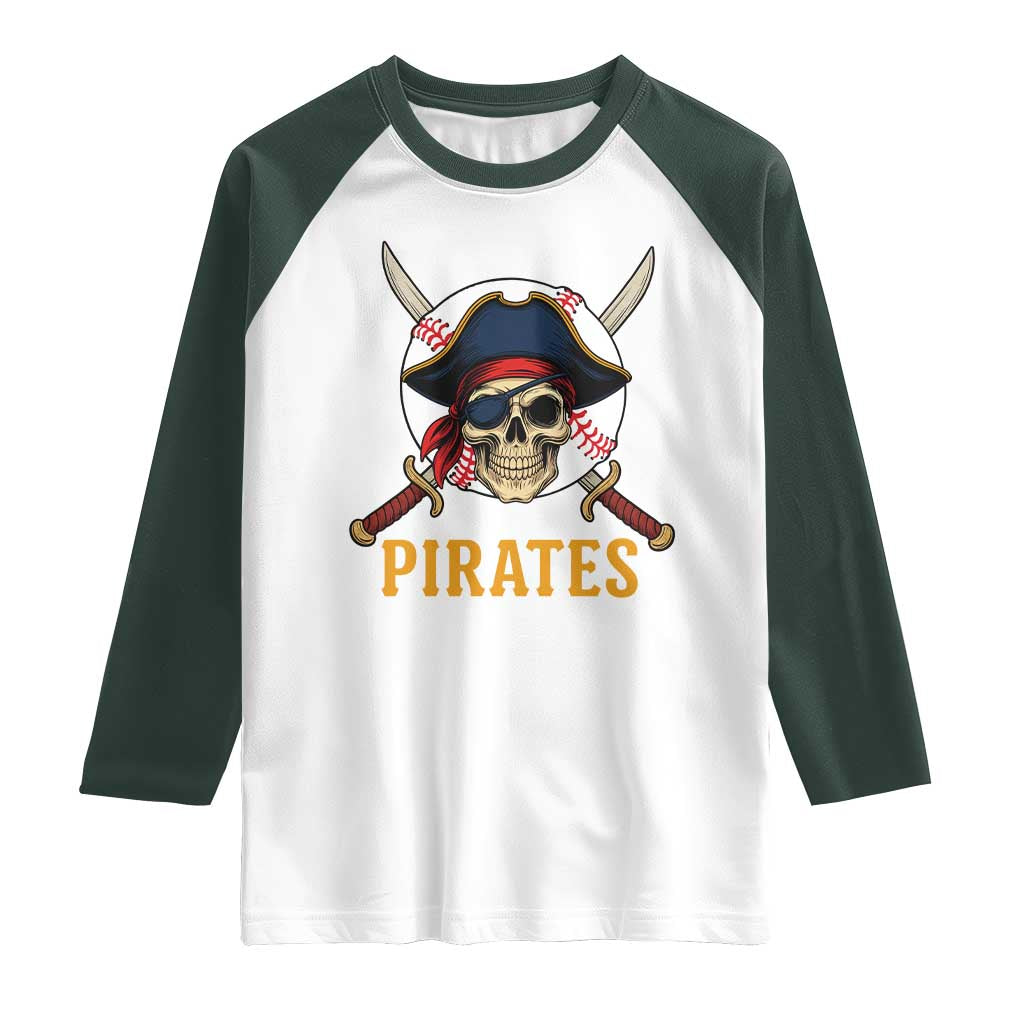 Pirates Baseball Raglan Shirt Skeleton Sport Lover Gift - Wonder Print Shop