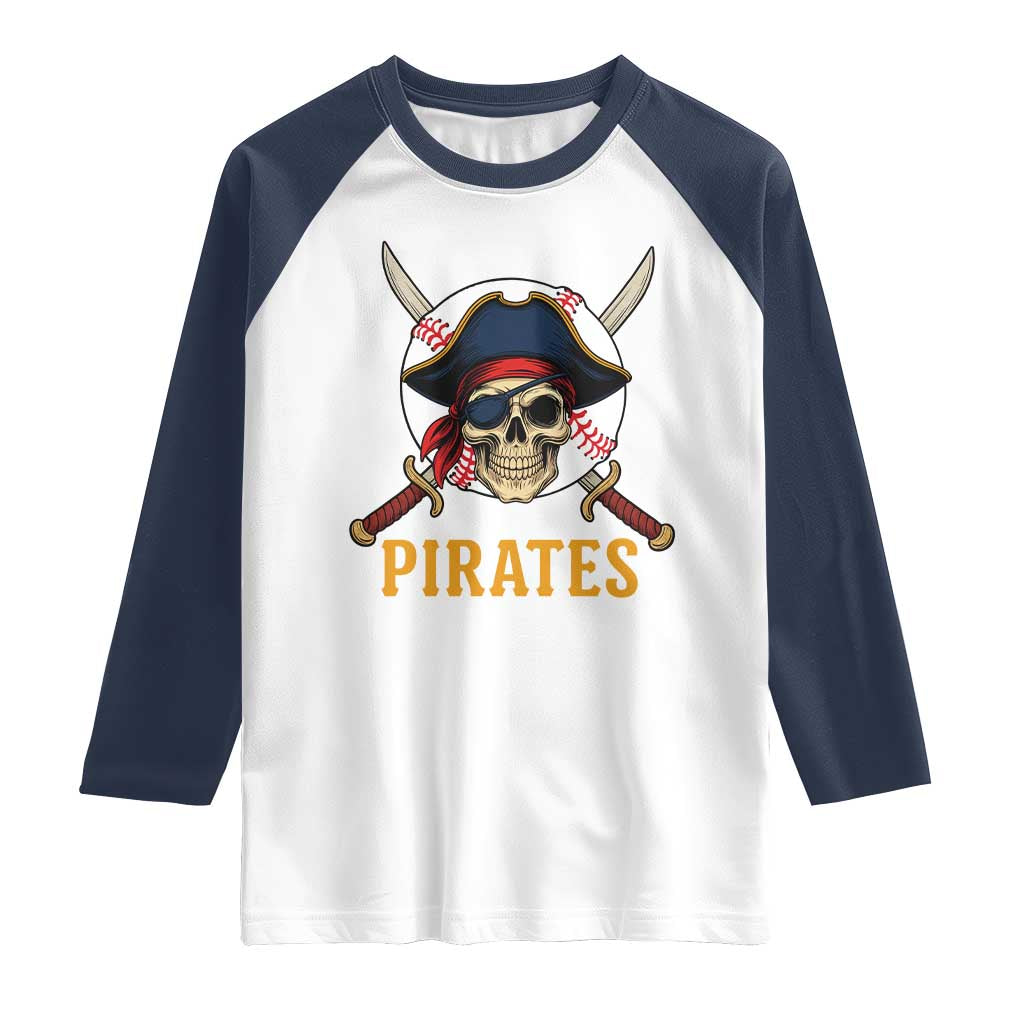 Pirates Baseball Raglan Shirt Skeleton Sport Lover Gift - Wonder Print Shop