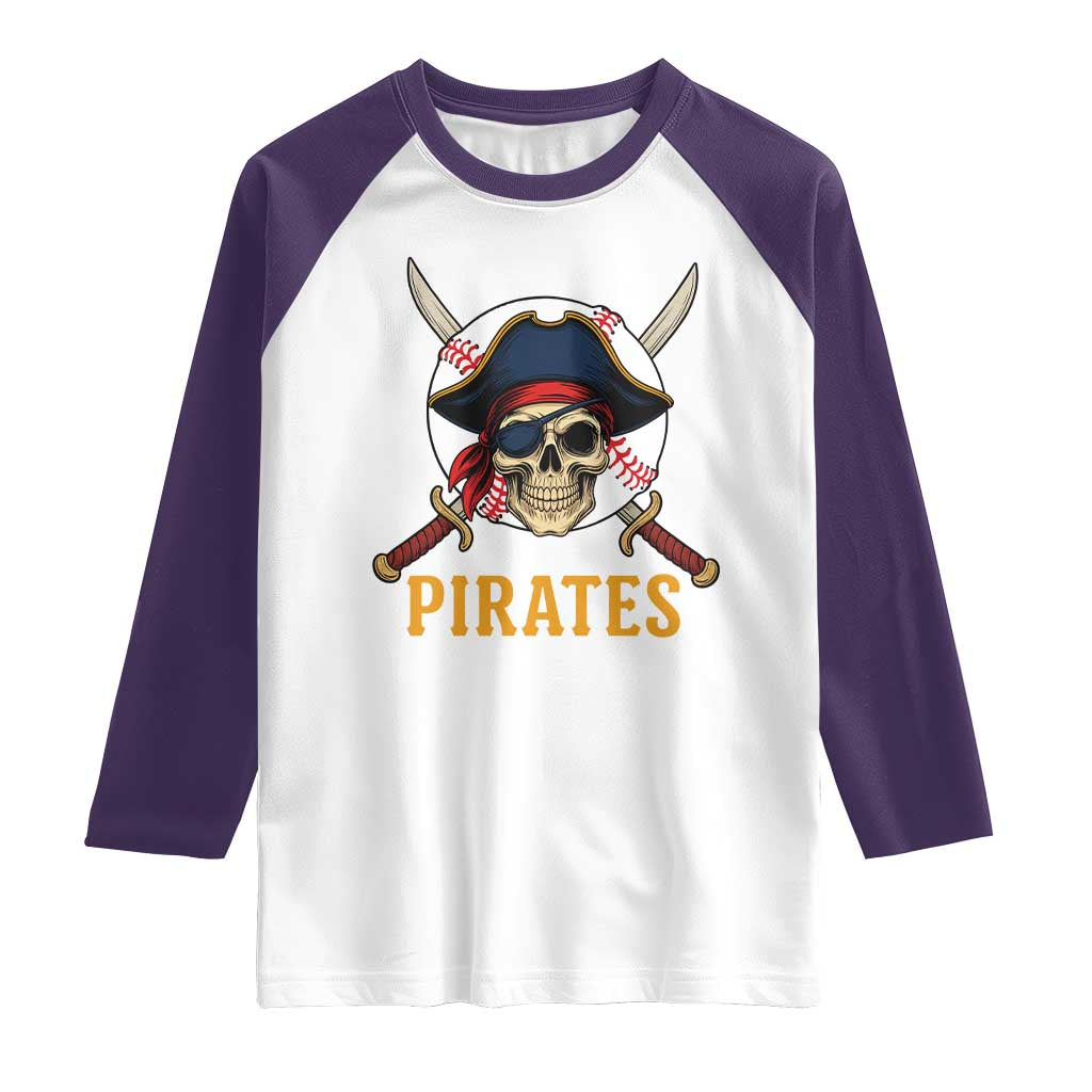 Pirates Baseball Raglan Shirt Skeleton Sport Lover Gift - Wonder Print Shop