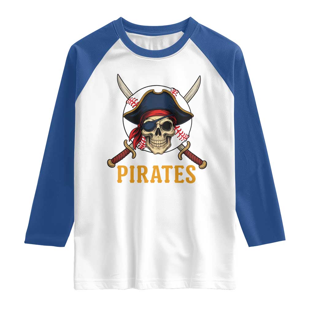 Pirates Baseball Raglan Shirt Skeleton Sport Lover Gift - Wonder Print Shop