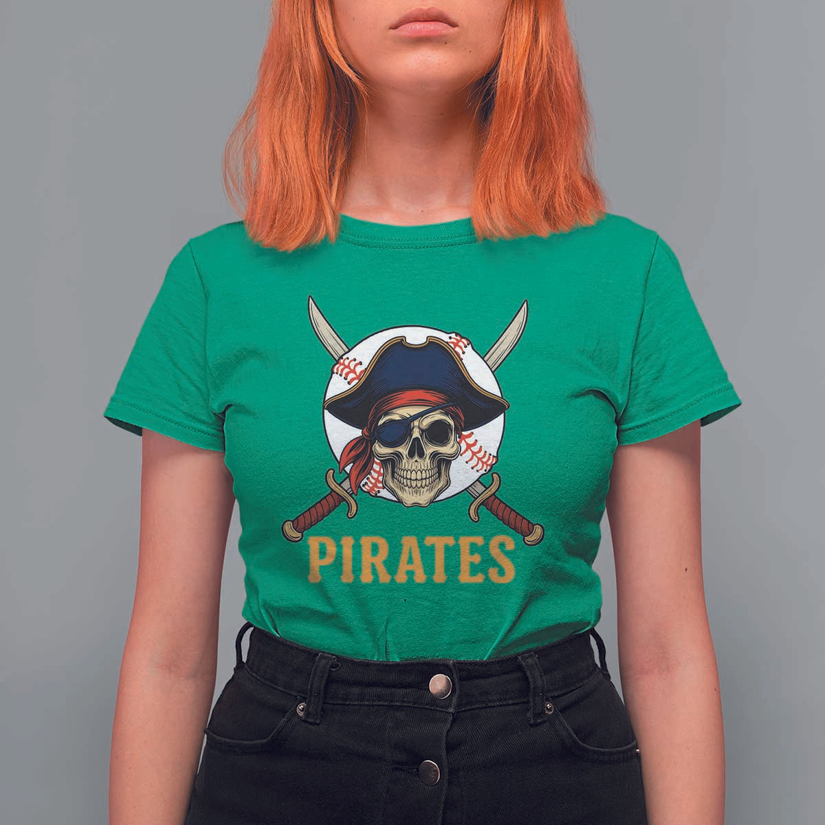 Pirates Baseball T Shirt For Women Skeleton Sport Lover Gift - Wonder Print Shop